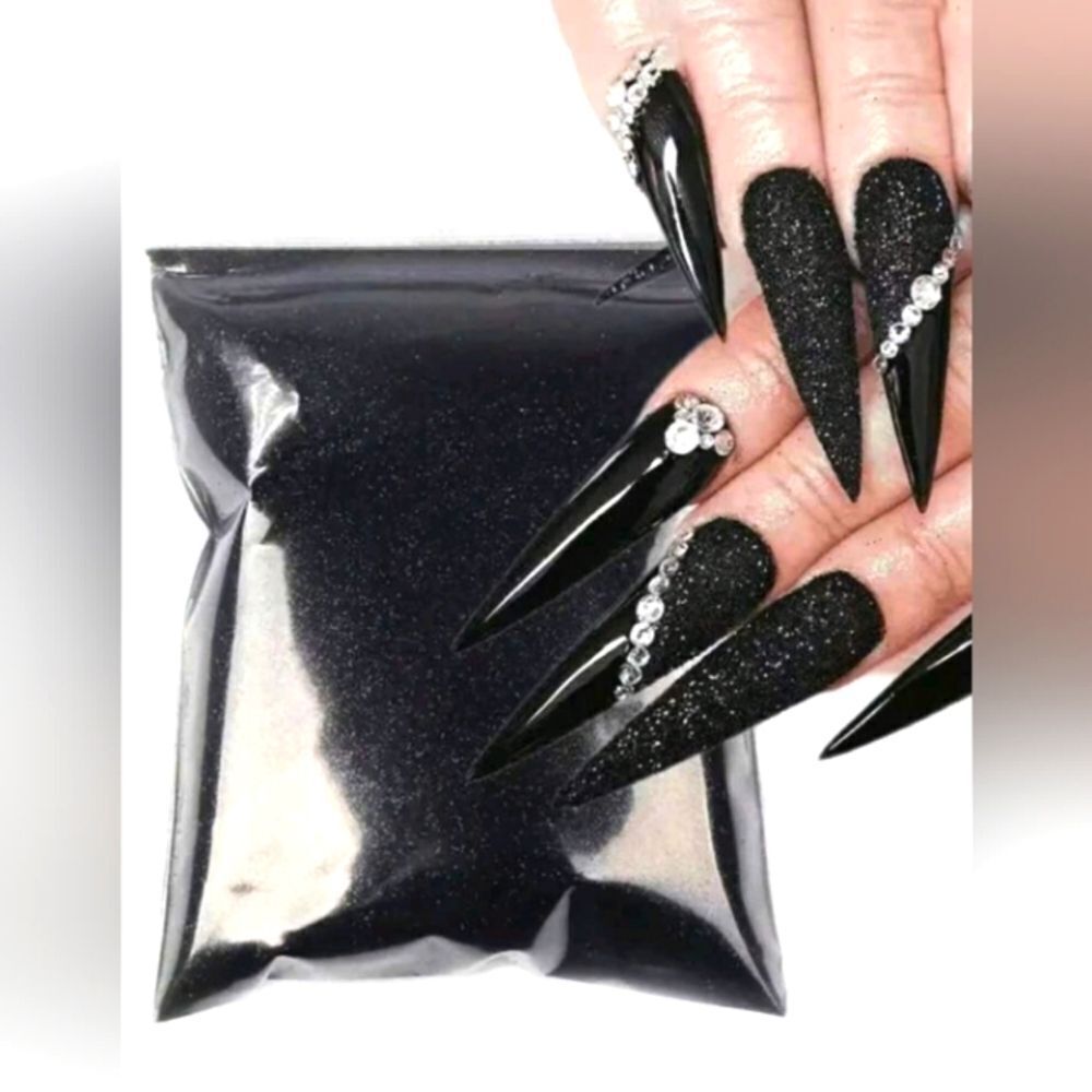 💕5/$18 1 Bag Black Glitter 10ml Nail Art Powder